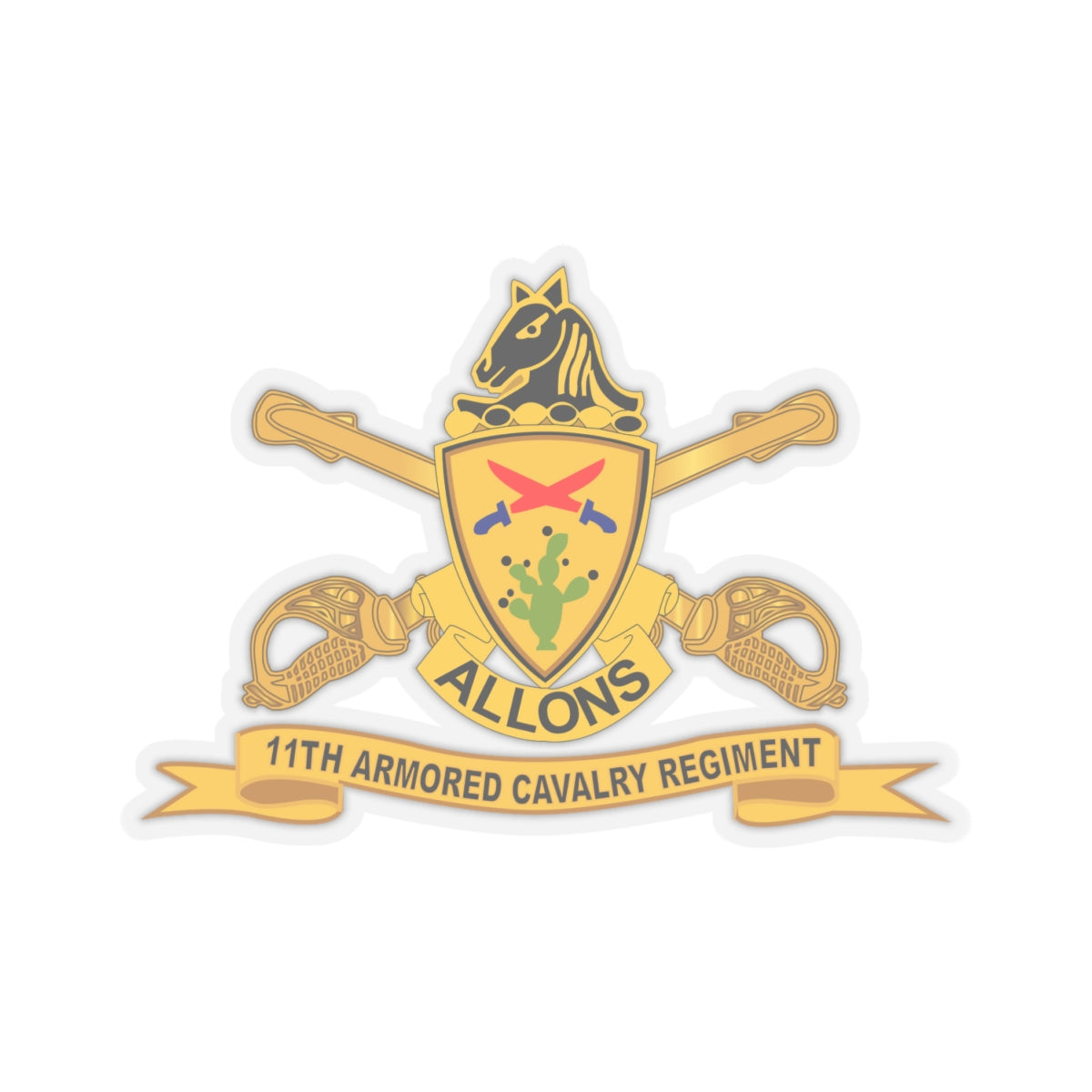 Kiss-Cut Stickers - 11th Armored Cavalry Regiment w Br - Ribbon