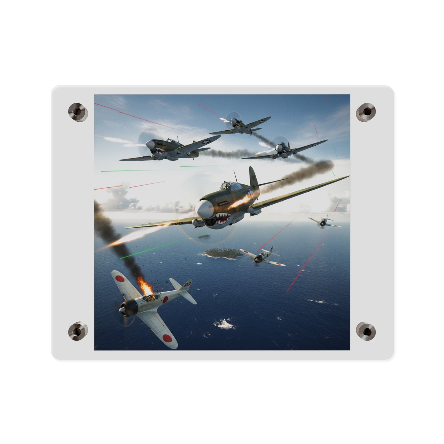 Acrylic Wall Art Panel - Curtis P-40 Kittyhawk w Machine Guns Blazing