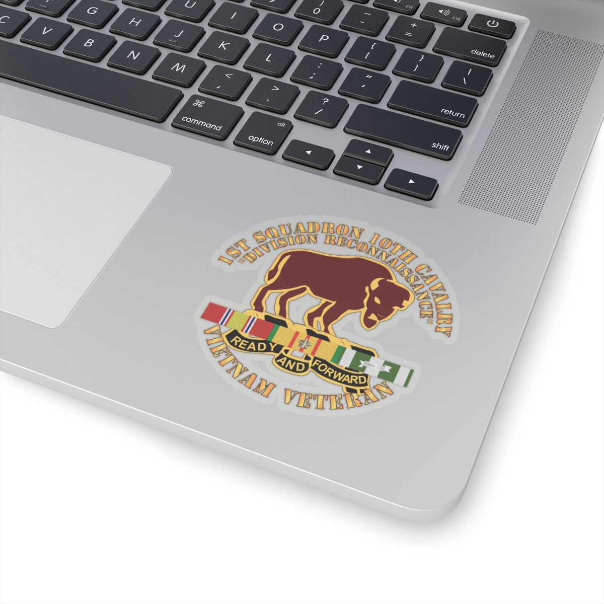 Kiss-Cut Stickers - 1st Squadron, 10th Cavalry w SVC Ribbon