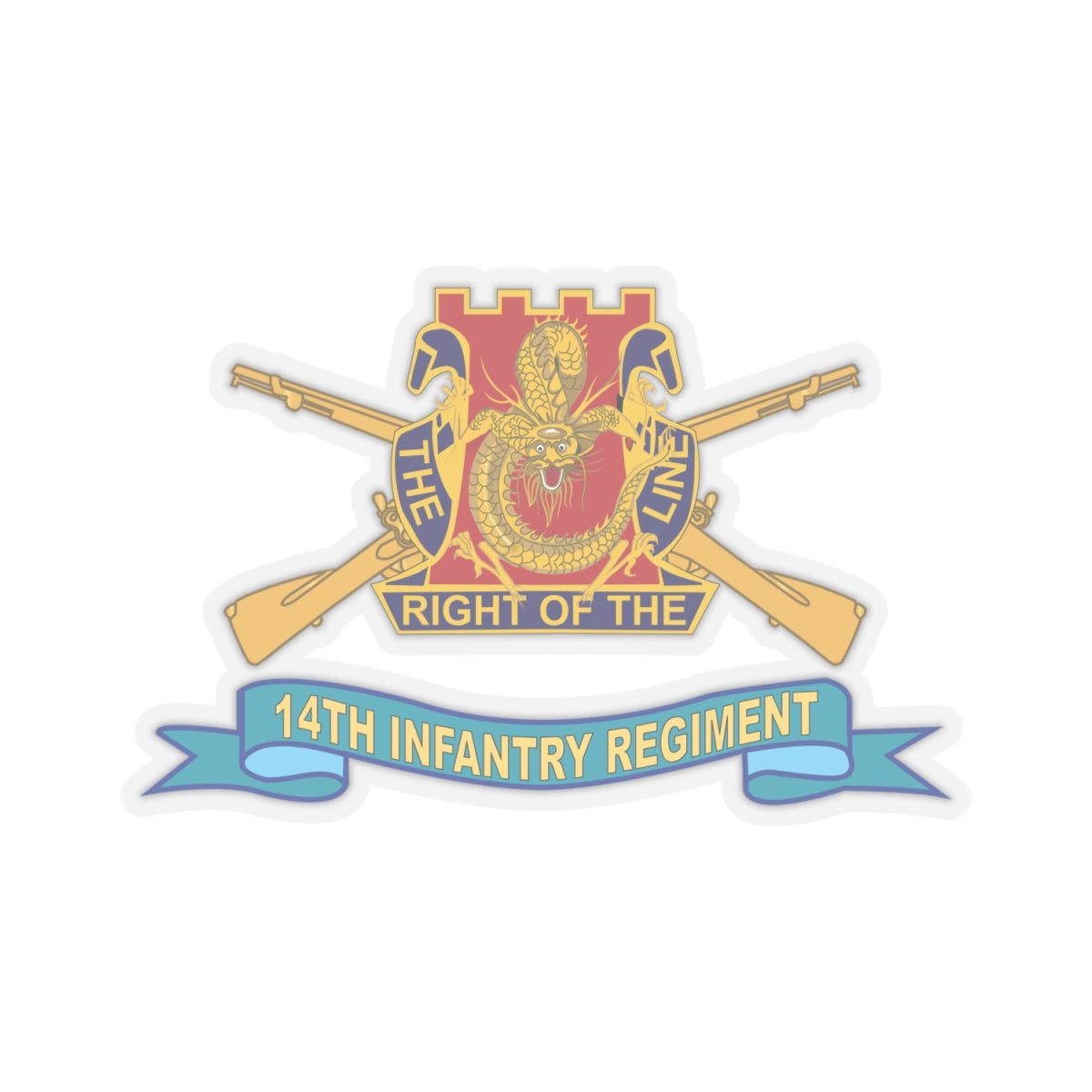 Kiss-Cut Stickers - 14th Infantry Regiment w Br - SSI - Ribbon X 300