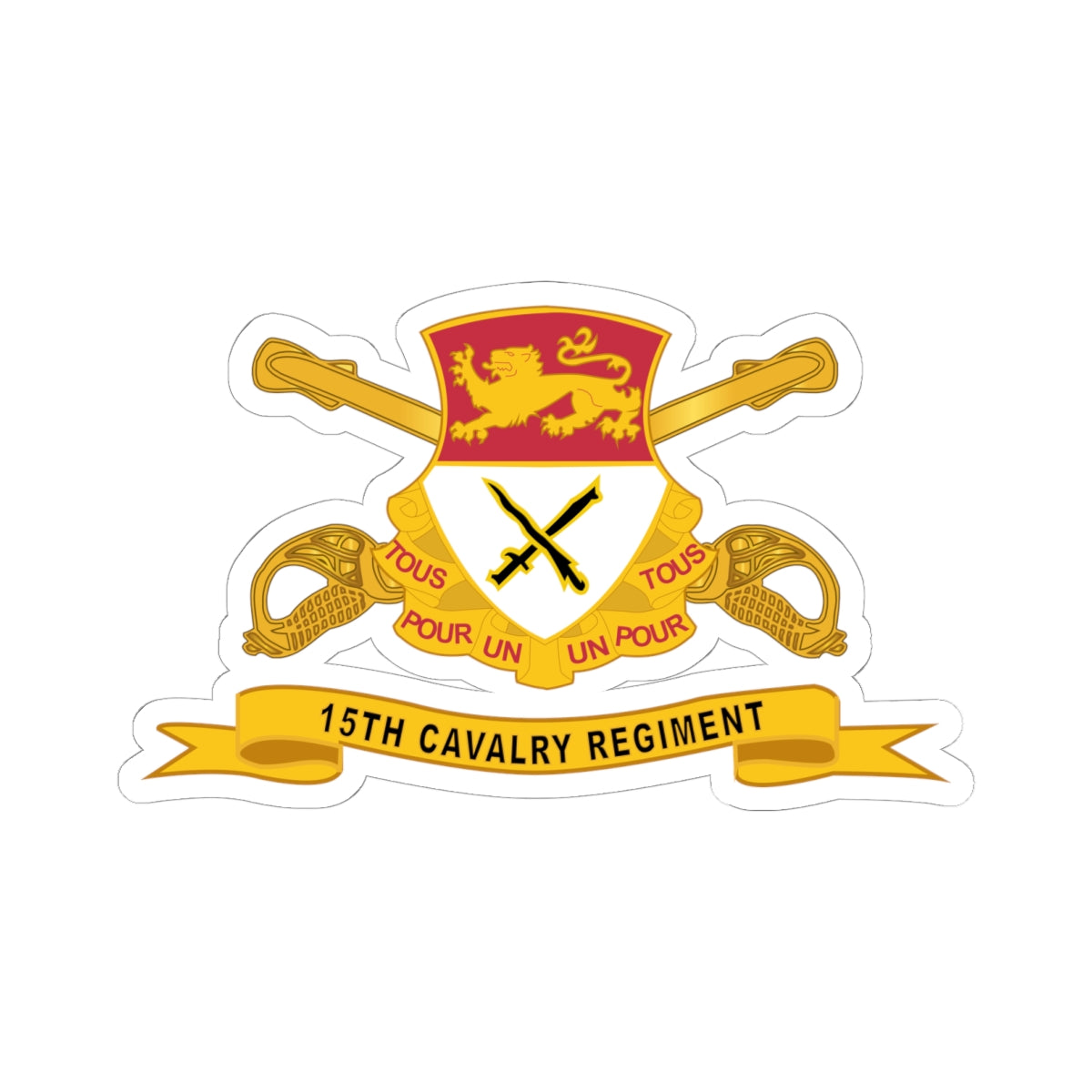 Kiss-Cut Stickers - 15th Cavalry Regiment w Br - Ribbon