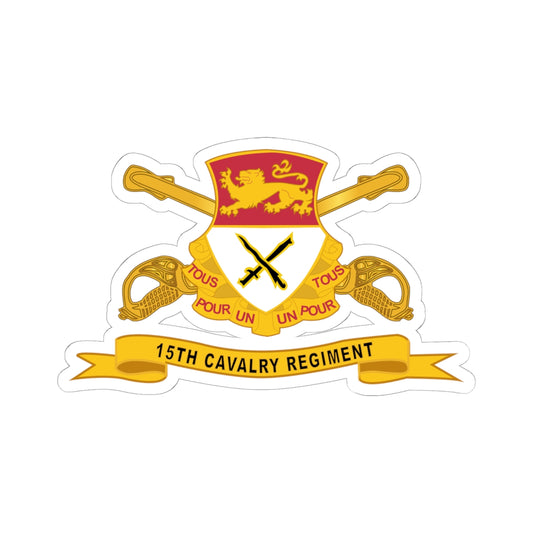 Kiss-Cut Stickers - 15th Cavalry Regiment w Br - Ribbon