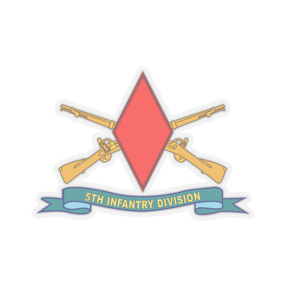 Kiss-Cut Stickers - 5th Infantry Division - SSI w Br - Ribbon X 300