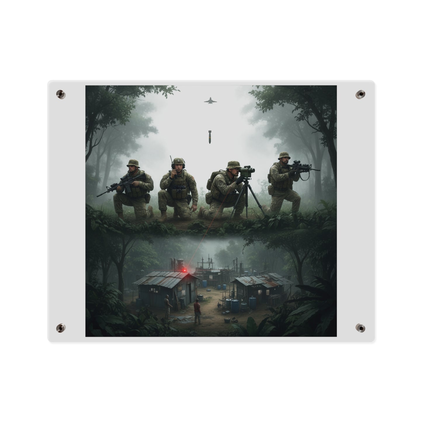 Acrylic Wall Art Panel - Jungle Drug Lab Destruction wo Explosions
