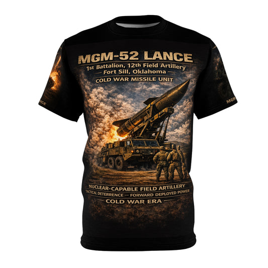 MGM-52 LANCE, 1st Battalion, 12th Field Artillery Tribute - Cut & Sew Tee - Fort Sill OK- Cold War Deterrent (First Lance Missile Battalion)