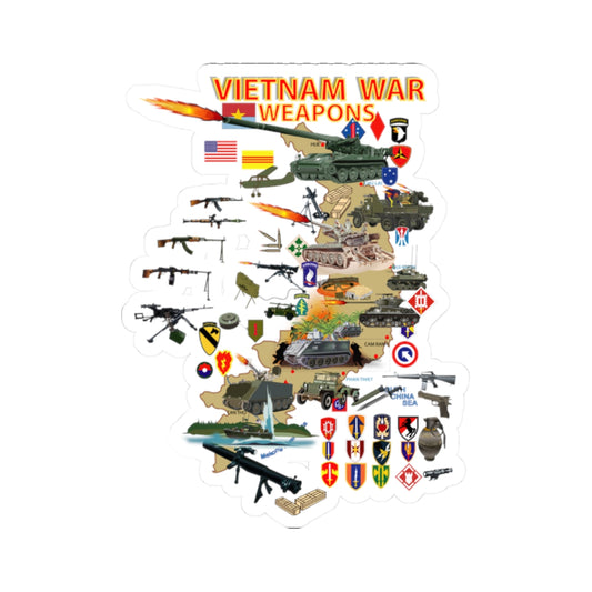 Kiss-Cut Stickers - Map - Vietnam Units -with Wpns - Equipment