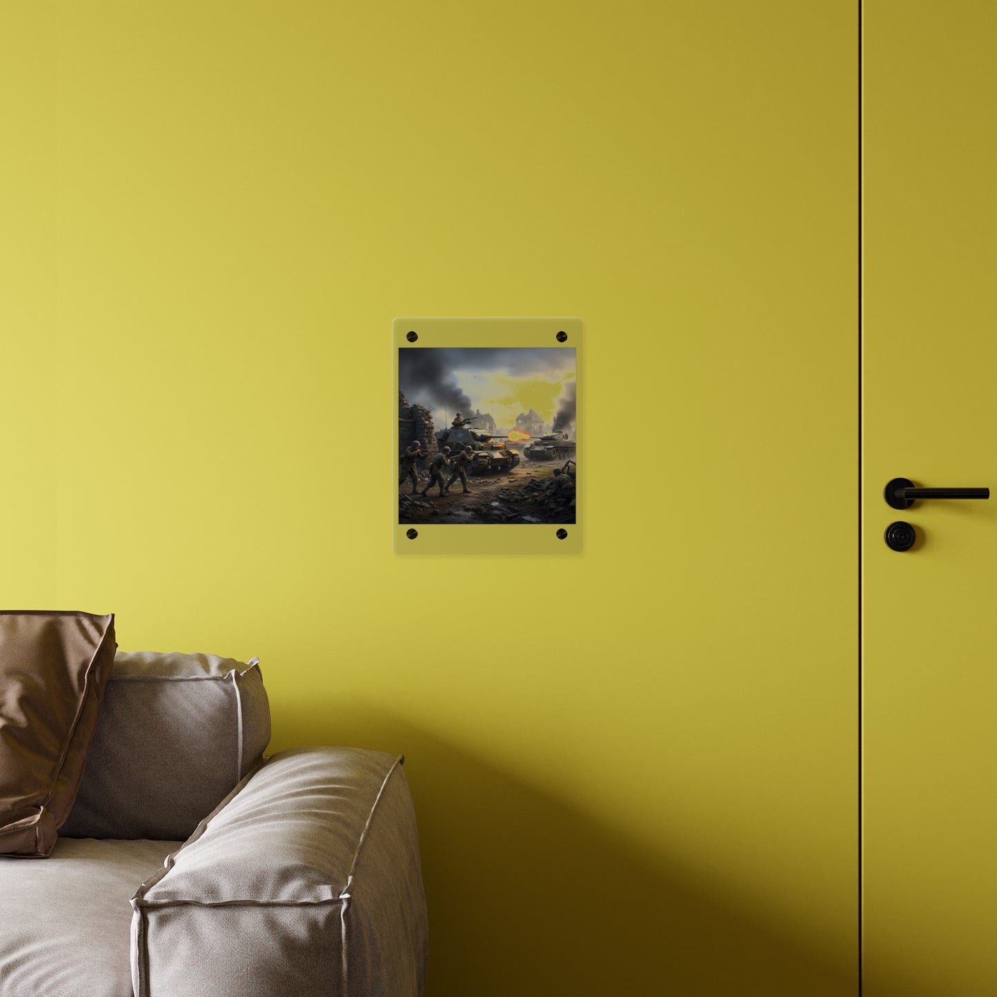 Acrylic Wall Art Panel - Tank Destroyer - M10 Wolverine vs German Panzer Tank