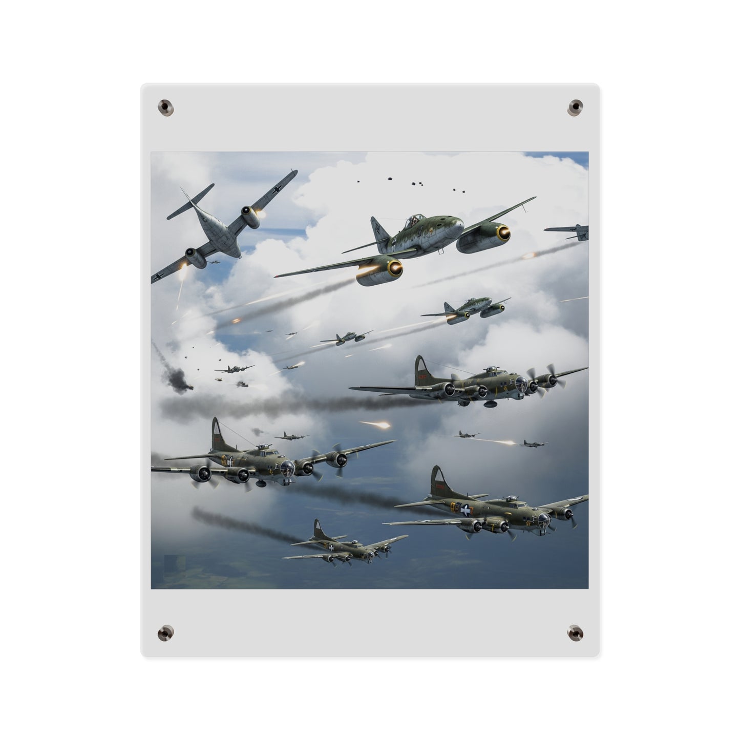 Acrylic Wall Art Panel - German jet fighters attacking US bombing formations