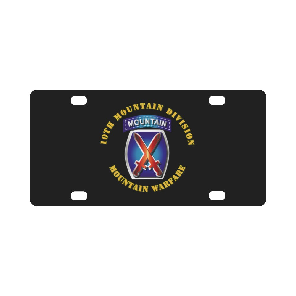 Army - 10th Mountain Division - SSI Classic License Plate