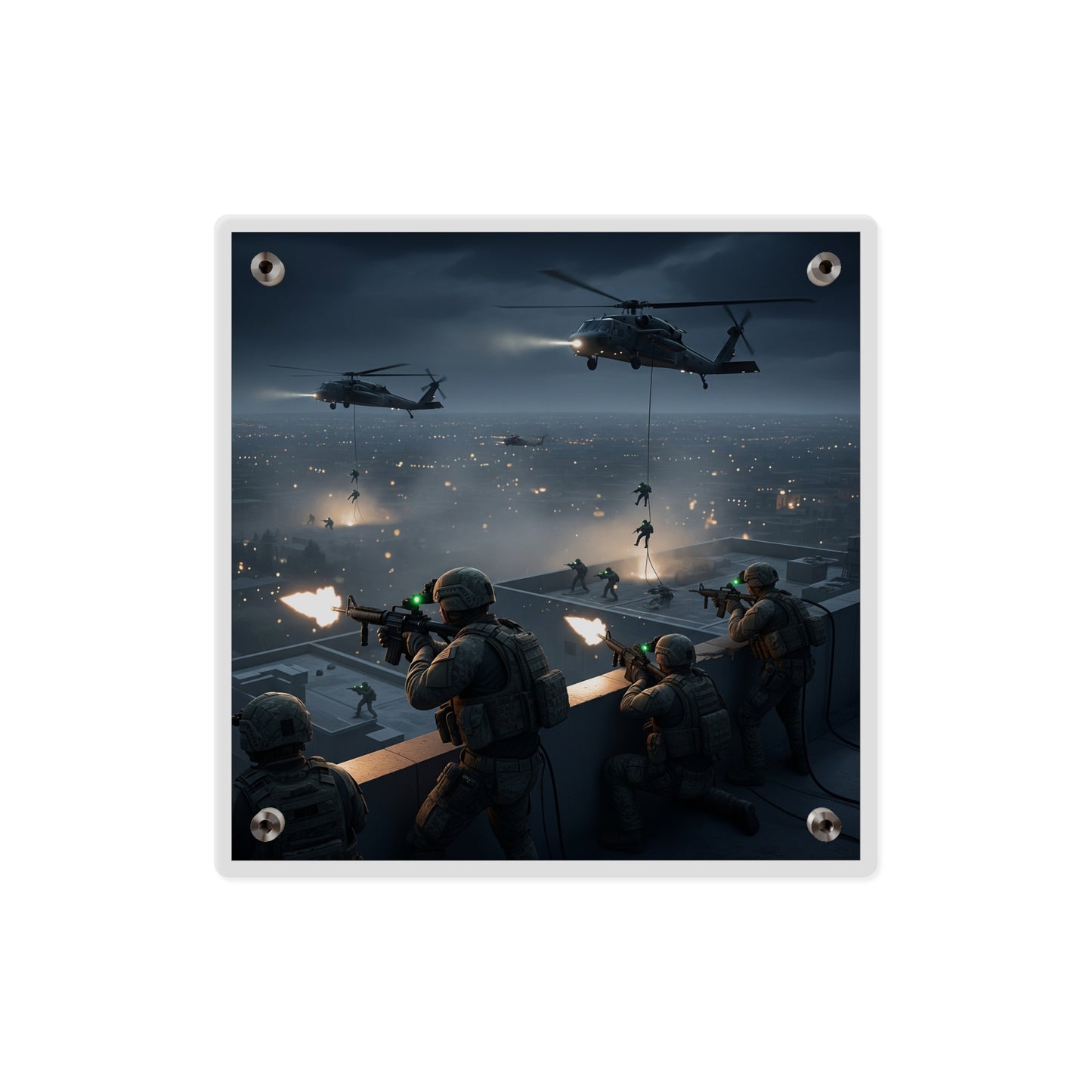 Acrylic Wall Art Panel - Night Air Assault by Army Rangers