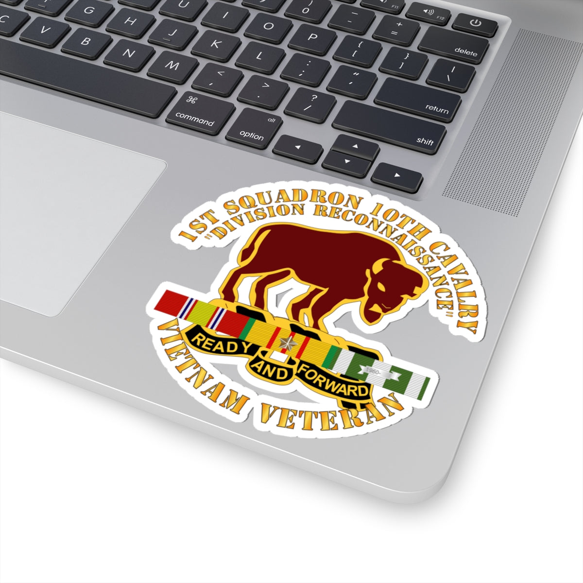 Kiss-Cut Stickers - 1st Squadron, 10th Cavalry w SVC Ribbon
