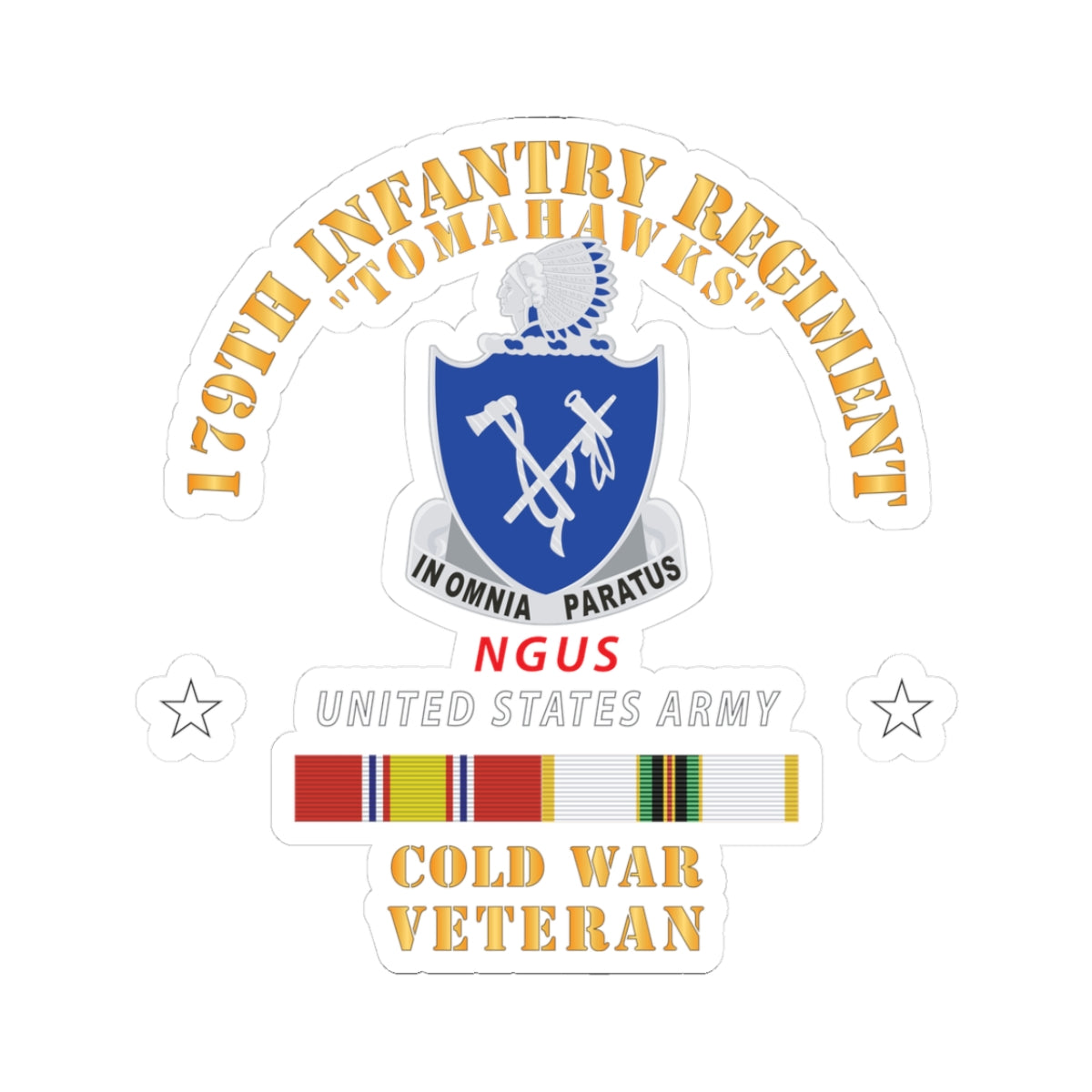 Kiss-Cut Stickers - 179th Infantry Regiment - NGUS w COLD WAR SVC X 300