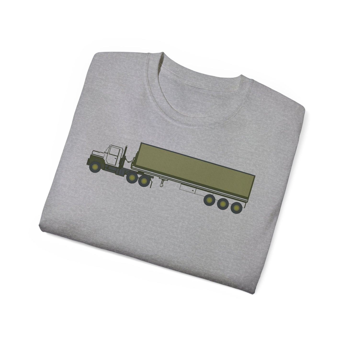 Unisex Ultra Cotton Tee - Vehicle - M915 Tractor with M872 - 40 Ft Container - Side X 300