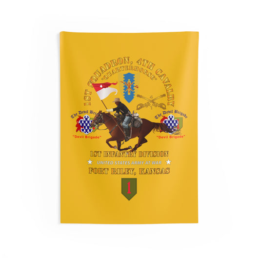 Indoor Wall Tapestry - Army - 1st Squadron, 4th Cavalry - 1st Inf Div - Devil Bde - Ft Riley, KS w Rider X 300