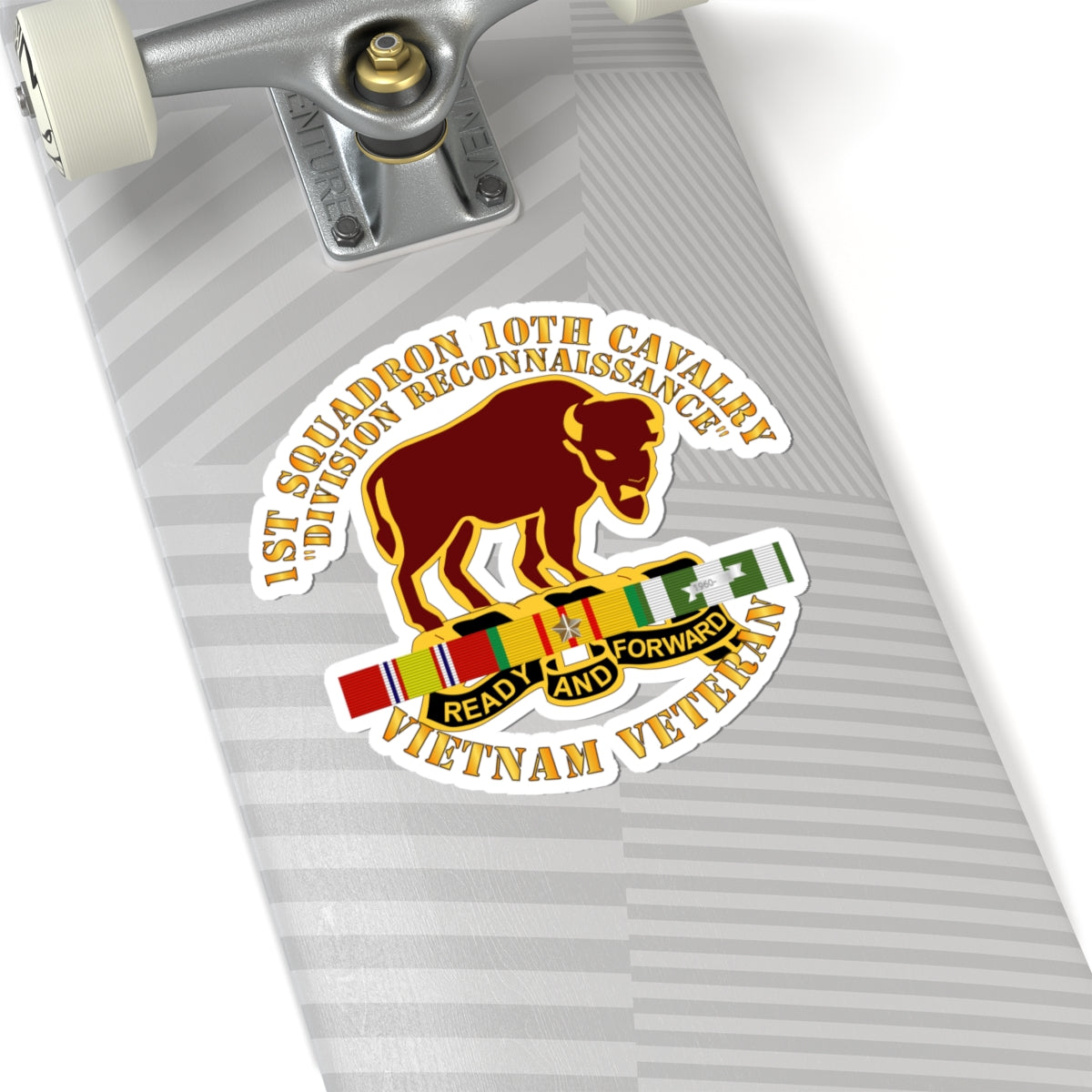 Kiss-Cut Stickers - 1st Squadron, 10th Cavalry w SVC Ribbon