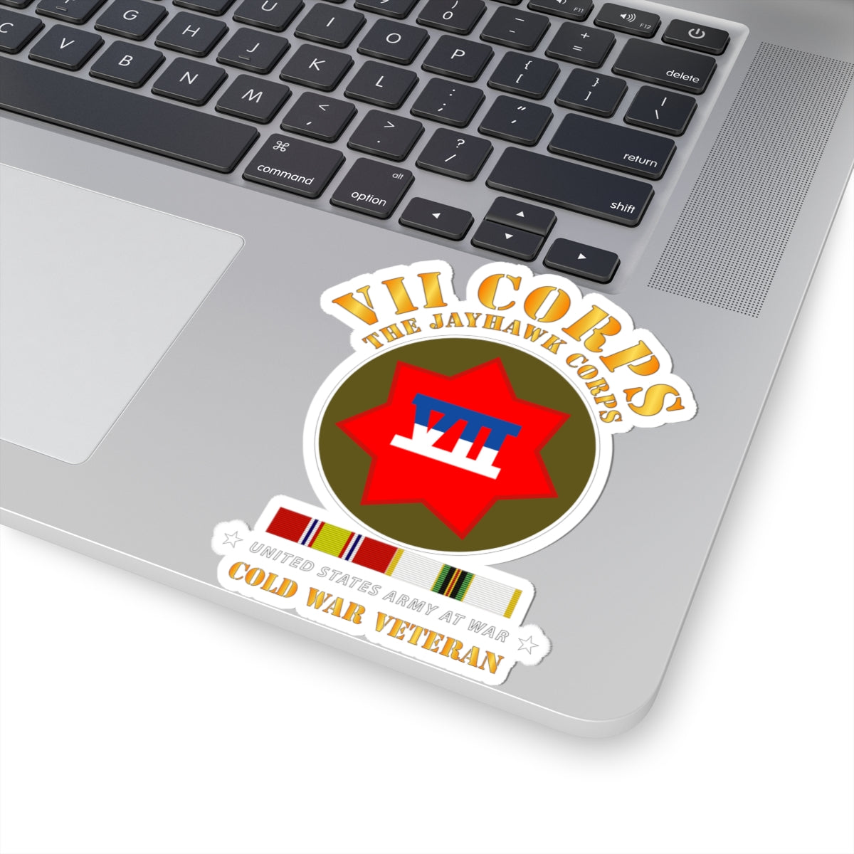Kiss-Cut Stickers - VII Corps - The Jayhawk Corps - SSI w COLD WAR SVC X 300