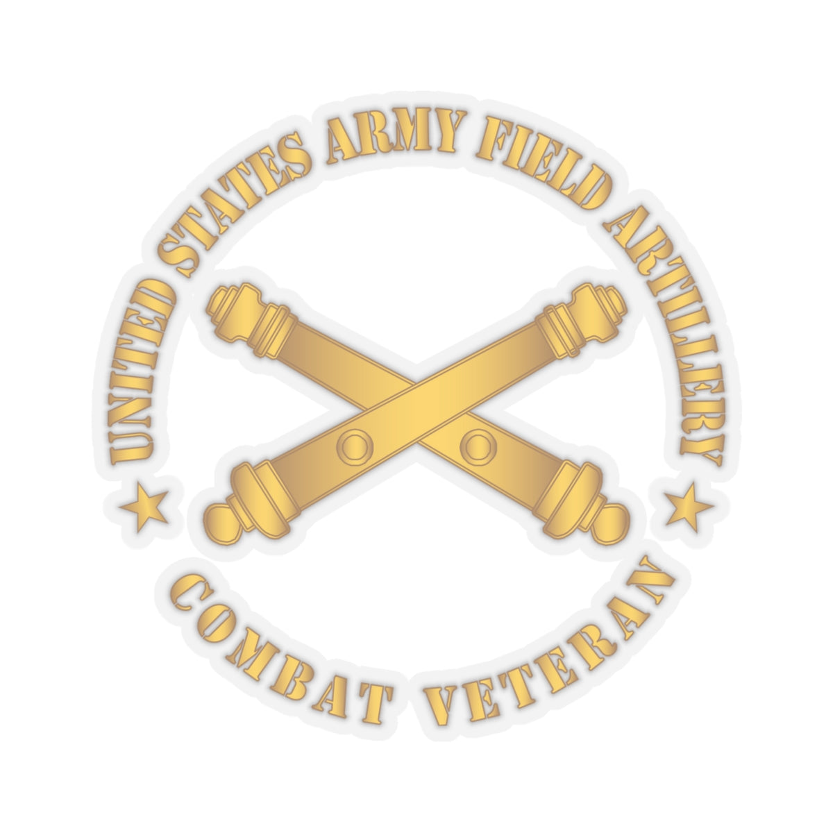 Kiss-Cut Stickers - US Army Field Artillery Combat Veteran w Branch wo Txt