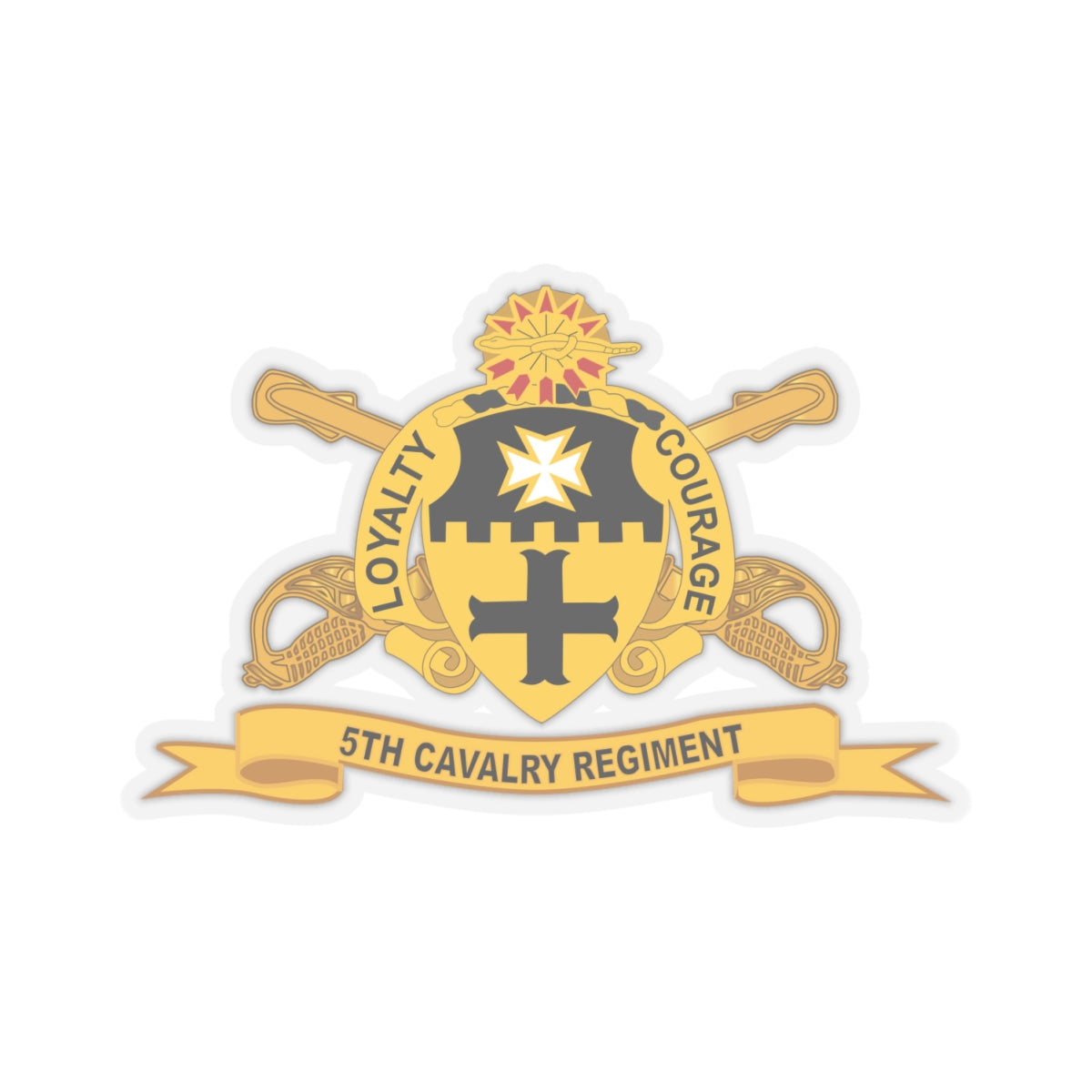 Kiss-Cut Stickers - 5th Cavalry Regiment w Br - Ribbon
