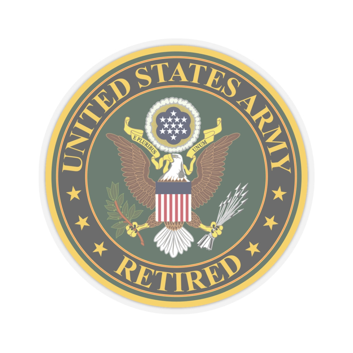 A kiss-Cut Stickers depicting the US Army Retired