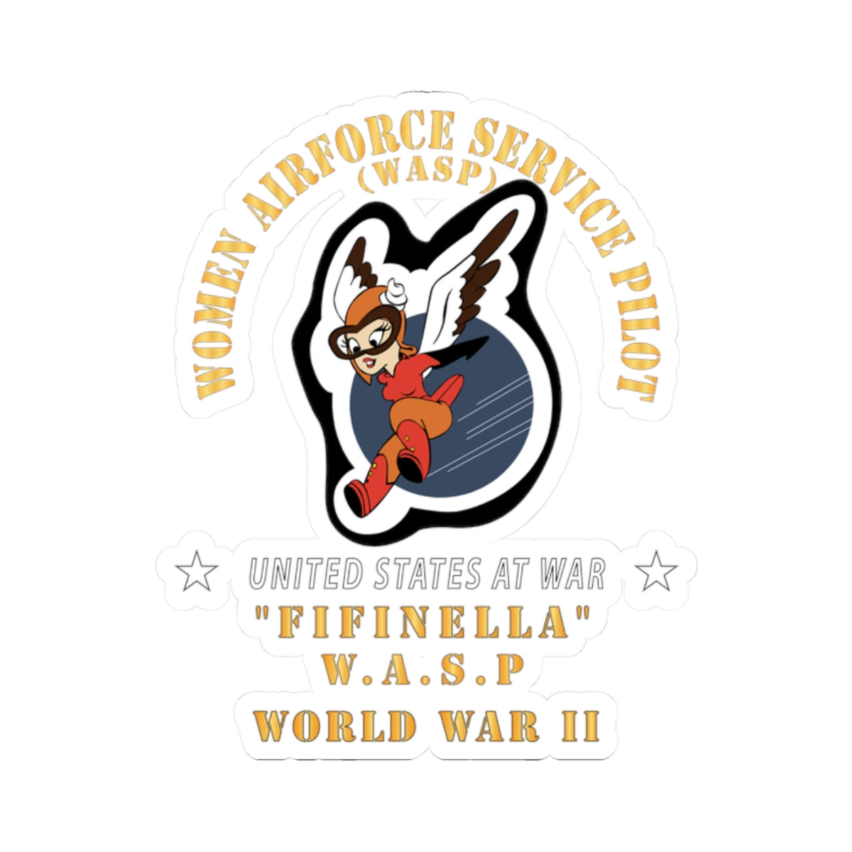 A kiss-Cut Stickers depicting the Women Airforce Service Pilots world war II