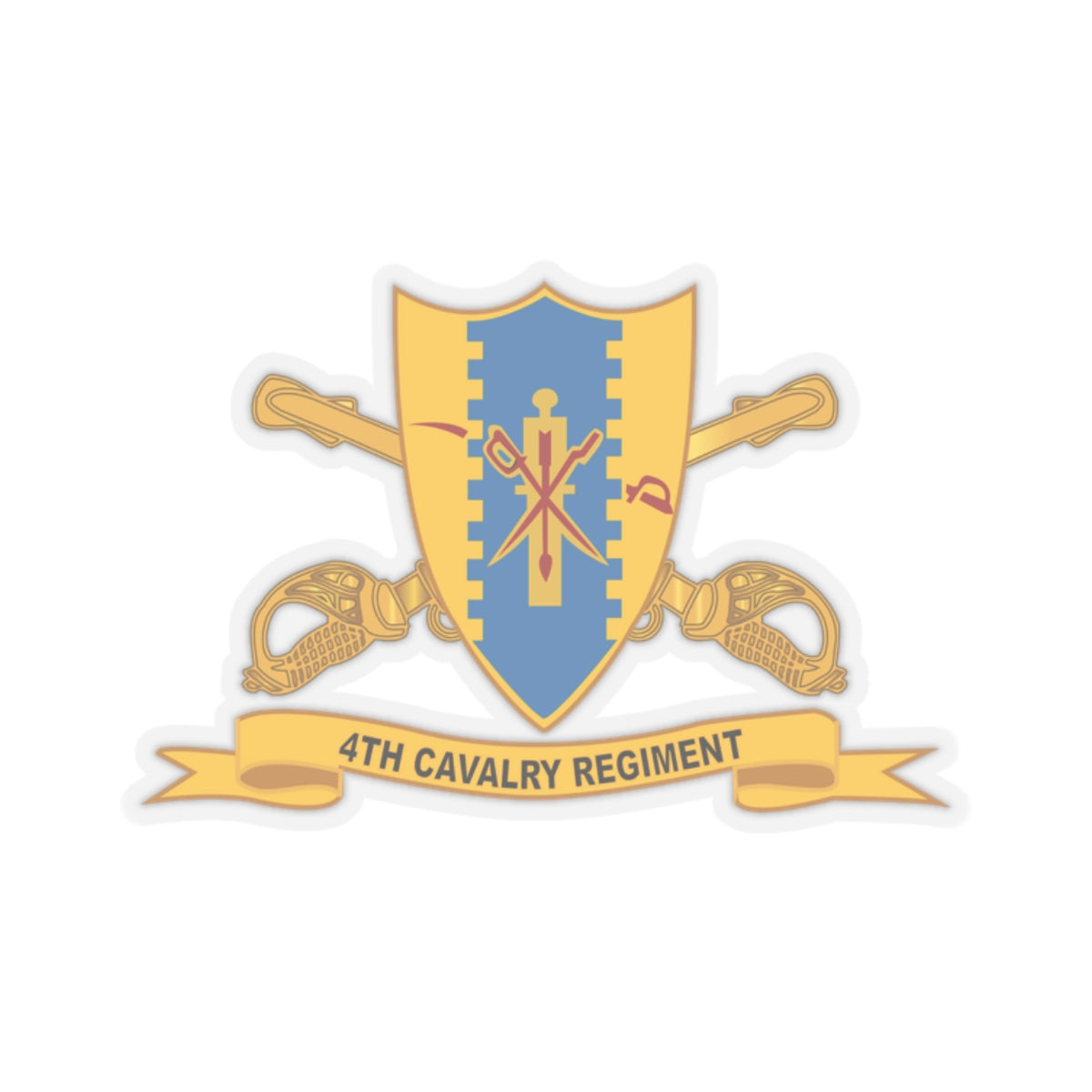 A kiss-Cut Stickers depicting the 4th Cavalry Regiment ribbon