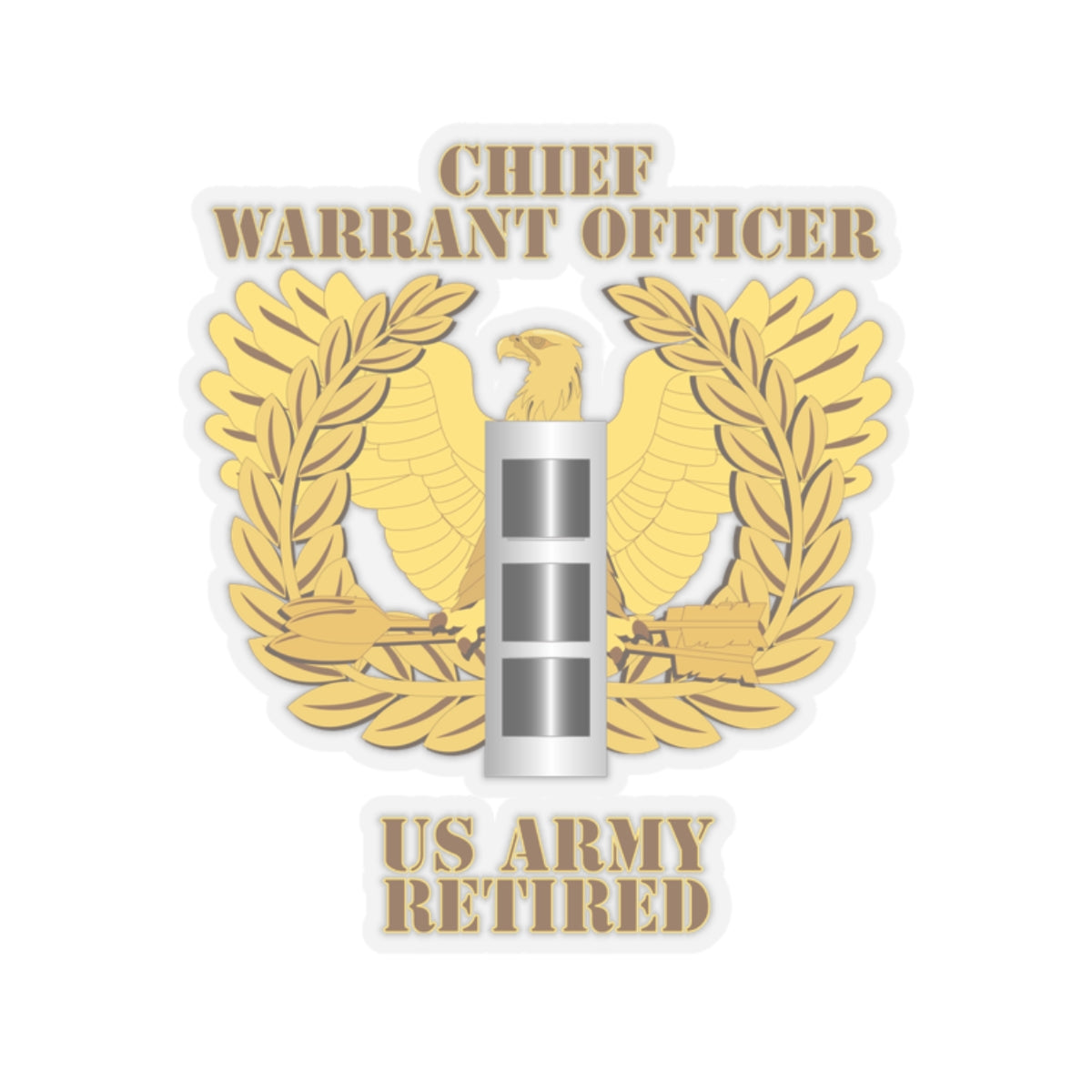 A kiss-Cut Stickers depicting the Emblem chief Warrant Officer Retired