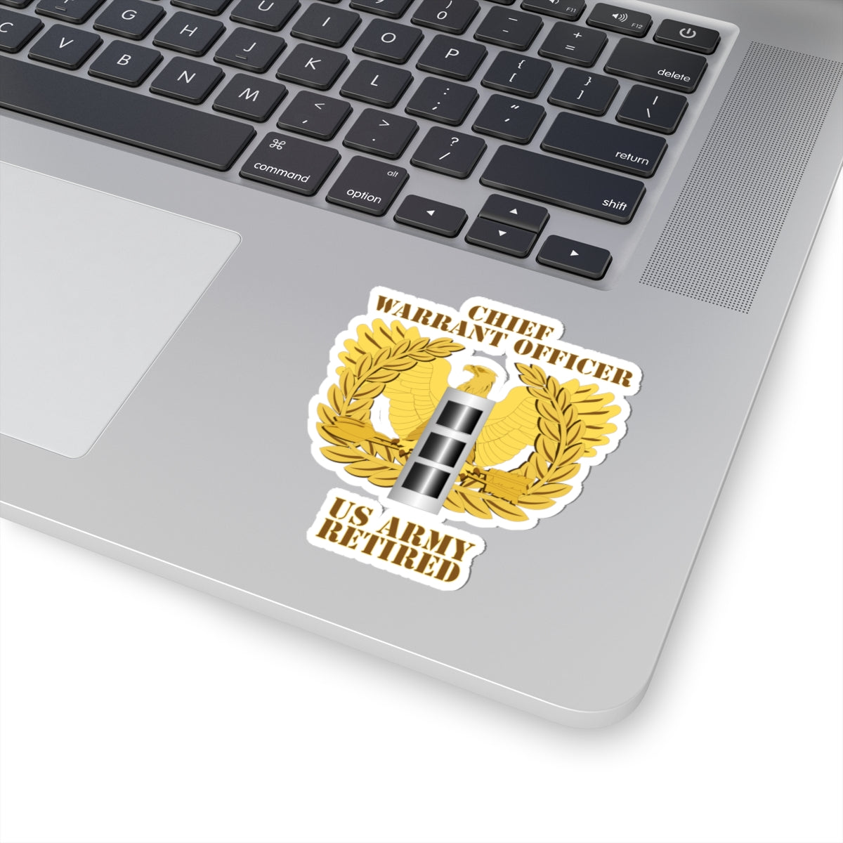 A kiss-Cut Stickers depicting the Emblem chief Warrant Officer Retired