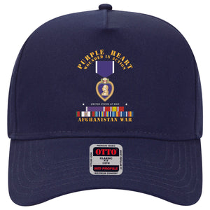 Baseball Cap - Purple Heart - WIA w Afghanistan SVC w Purple Heart Ribbon