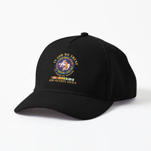 Baseball Cap - Army - 176th RRFS - First In Last Out - SSI - In God we Trust - ASA w VN SVC X 300 - Film to Garment (FTG)