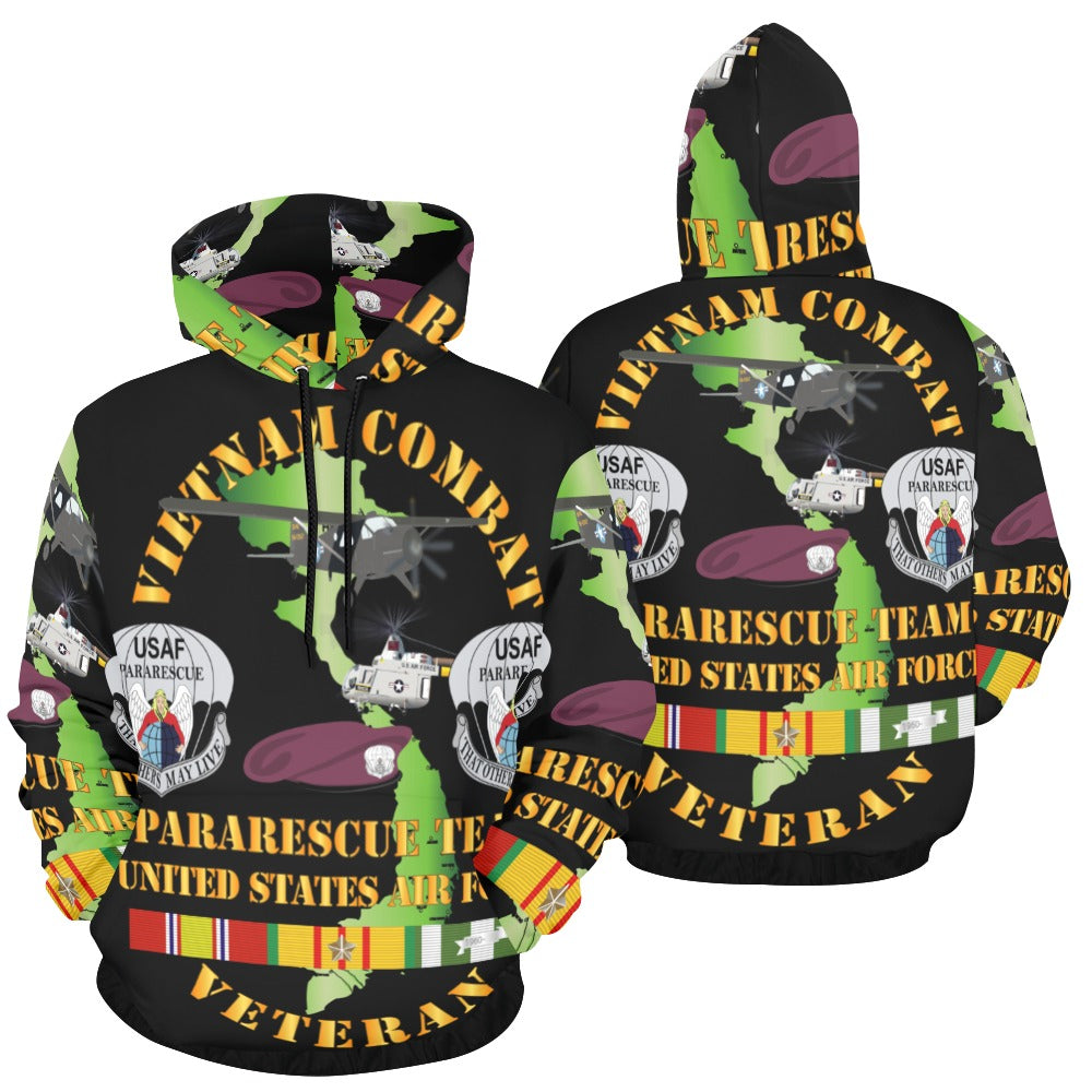 Men's All Over Print Hoodie (USA Size) (Model H13) - USAF - Vietnam Combat Veteran w Pararescue Huskie