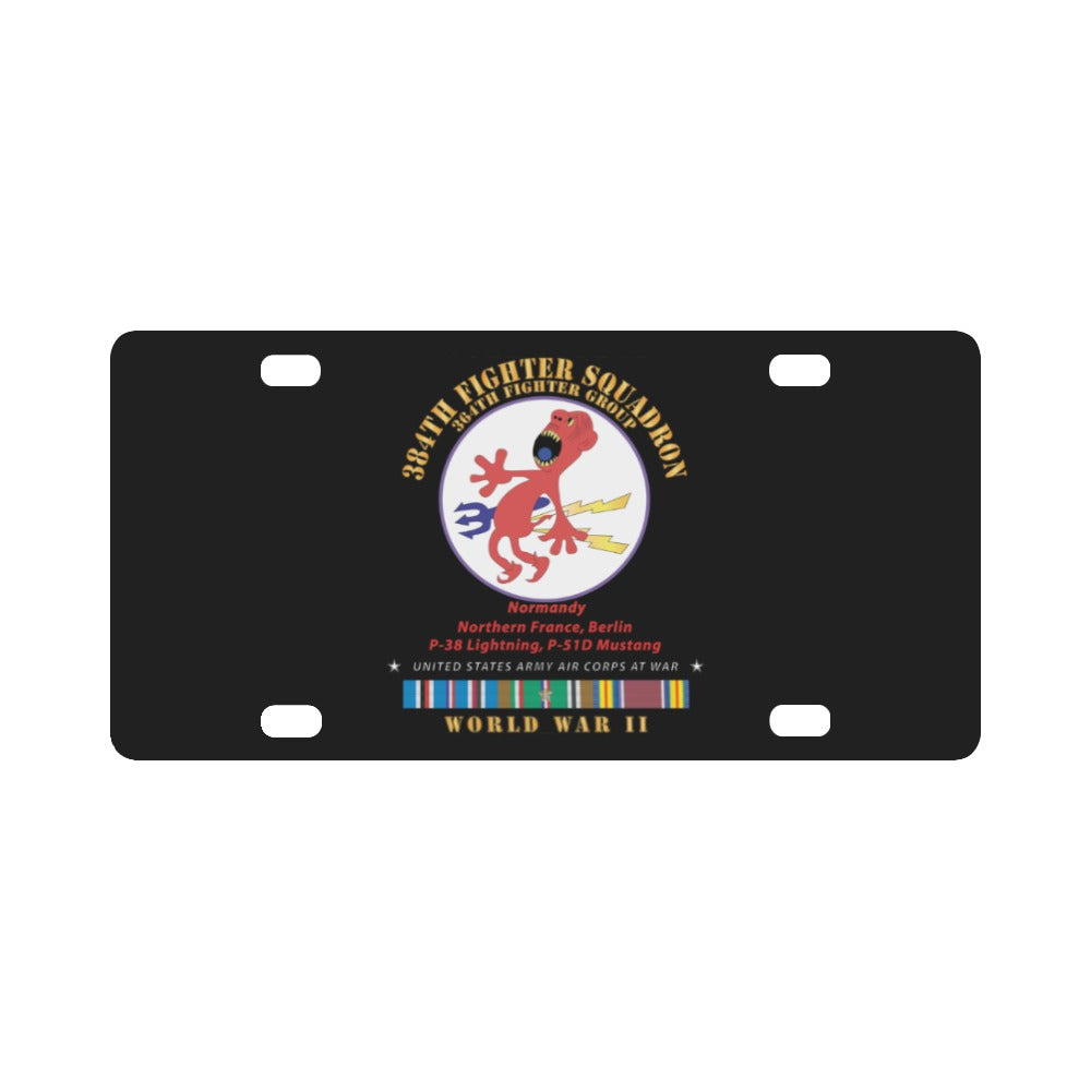 384th Fighter Squadron - 364th Fighter Group - Campaigns, WWII EUR SVC X 300 Classic License Plate