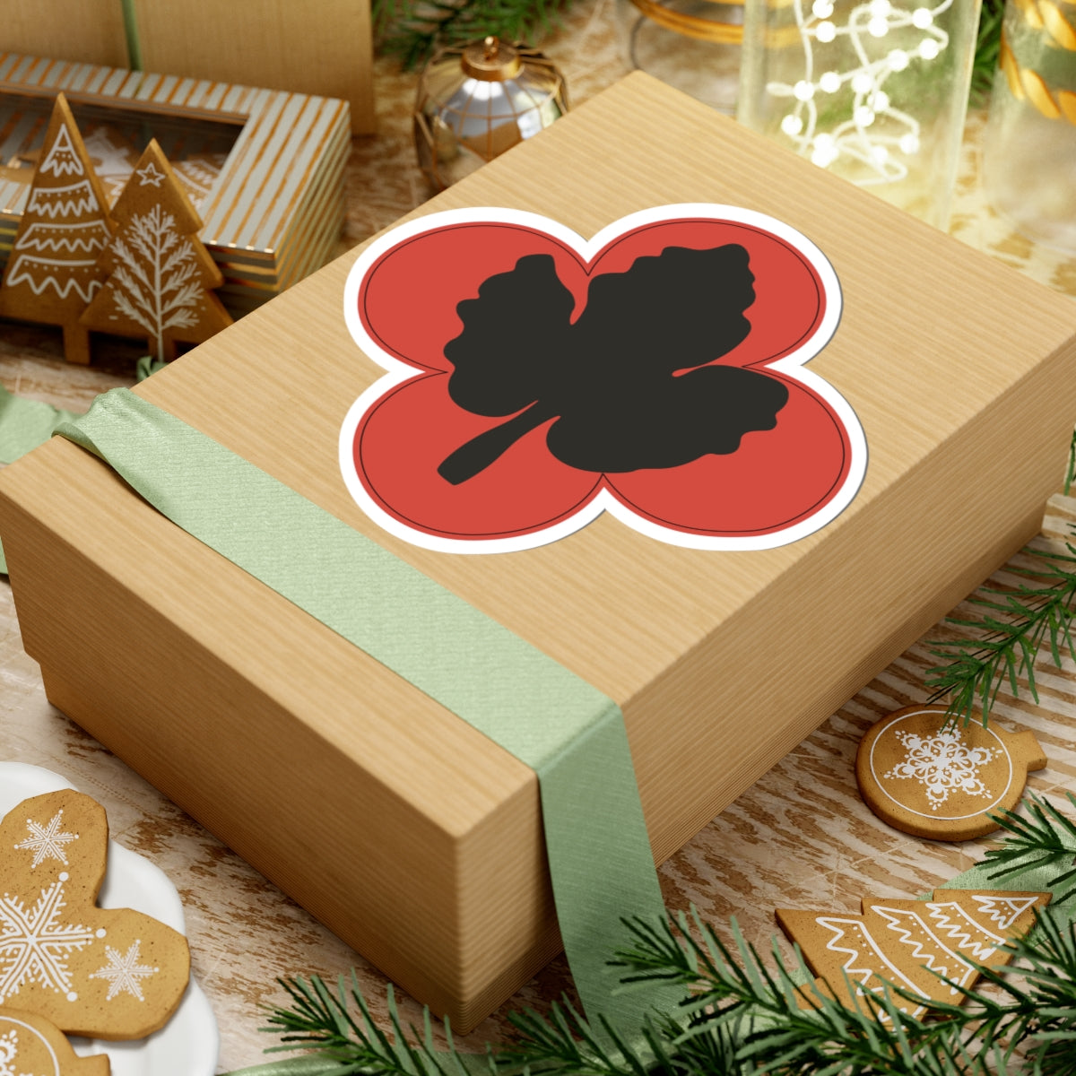 A kiss-Cut Stickers depicting The 43rd Infantry Division was a U.S. Army National Guard unit with elements primarily from Connecticut, Vermont, Rhode Island, and Maine. Its shoulder sleeve insignia (SSI) features a red circle with a gold winged victory emblem, symbolizing strength, speed, and honor.