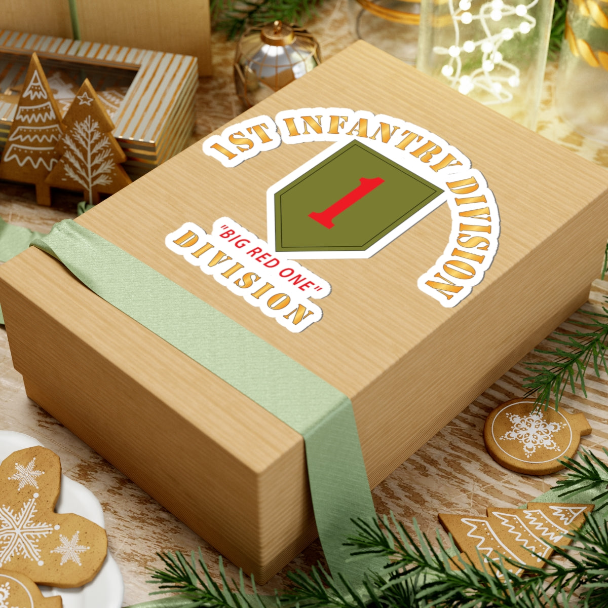 A kiss-Cut Stickers depicting the 1st Infantry Division Big Red One