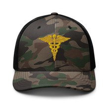 Load image into Gallery viewer, Camouflage trucker hat - Medical - Medical Symbol - Caduceus
