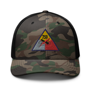 Camouflage trucker hat - Army - 759th Tank Battalion SSI