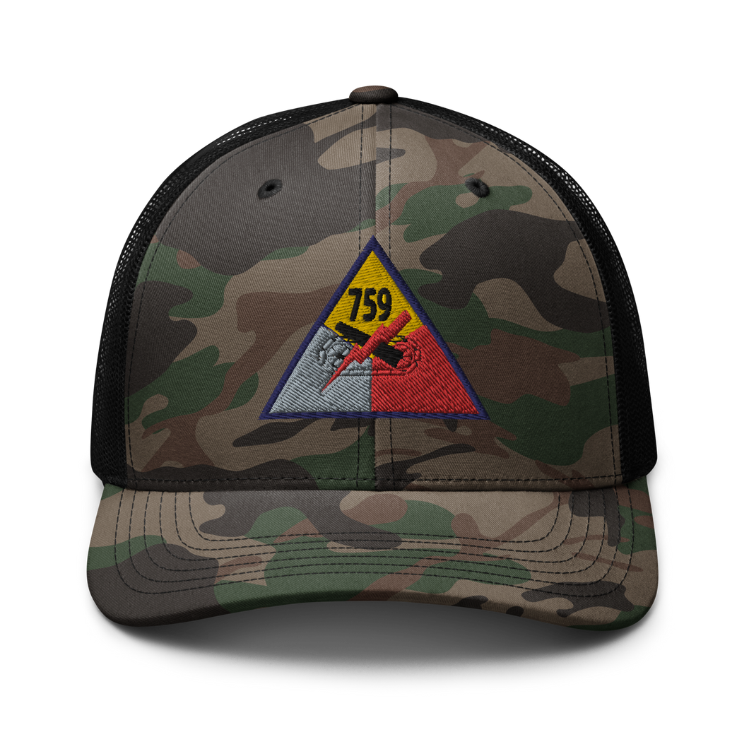 Camouflage trucker hat - Army - 759th Tank Battalion SSI