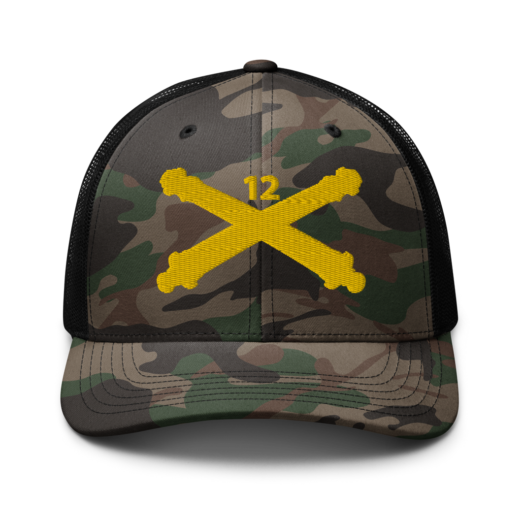 Camouflage trucker hat - Army - 12th Field Artillery Regt - Artillery Br wo Txt