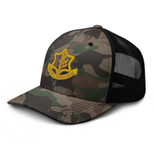 Load image into Gallery viewer, Camouflage trucker hat - Badge of the Israel Defence Forces X 300
