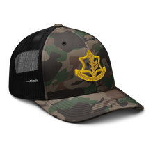 Load image into Gallery viewer, Camouflage trucker hat - Badge of the Israel Defence Forces X 300
