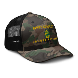 Camouflage trucker hat - Army - First Sergeant - Combat Veteran - Line