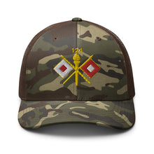 Load image into Gallery viewer, Camouflage trucker hat - Army - 124th Signal Bn - Voice Iron Horse - Vietnam Vet
