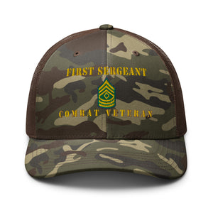 Camouflage trucker hat - Army - First Sergeant - Combat Veteran - Line