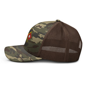 Camouflage trucker hat - Army - 124th Signal Bn - Voice Iron Horse - Vietnam Vet