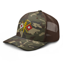 Load image into Gallery viewer, Camouflage trucker hat - Army - 124th Signal Bn - Voice Iron Horse - Vietnam Vet
