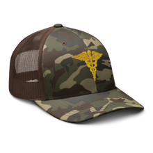 Load image into Gallery viewer, Camouflage trucker hat - Medical - Medical Symbol - Caduceus
