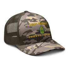 Load image into Gallery viewer, Camouflage trucker hat - Army - First Sergeant - Combat Veteran - Line
