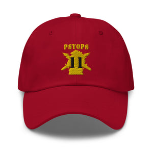 Dad hat - Army - PSYOPS w Branch Insignia - 11th Battalion Numeral - Line X 300 - Hat