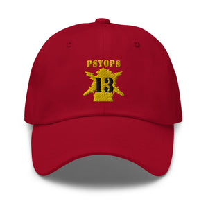 Dad hat - Army - PSYOPS w Branch Insignia - 13th Battalion Numeral - Line X 300 - Hat