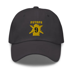 Dad hat - Army - PSYOPS w Branch Insignia - 9th Battalion Numeral - Line X 300 - Hat