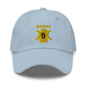 Dad hat - Army - PSYOPS w Branch Insignia - 9th Battalion Numeral - Line X 300 - Hat